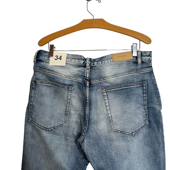 NWT mnml X514 Skinny Stacked Denim Medium Blue Flare Jeans Bootcut Bell Size 34 - Picture 7 of 13